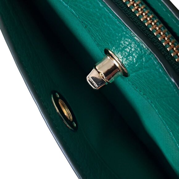 NWT Coach Mercer Wallet Green Leather Accordion Turn Lock Zip Around Classic - Picture 9 of 16